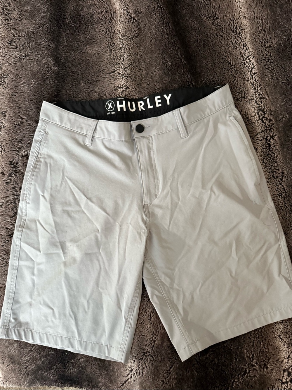 Hurley Men's Light Gray Flat Front Shorts